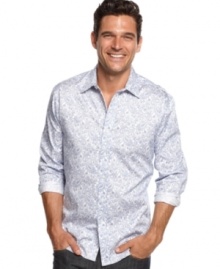 Pull off patterned style with ease in this paisley shirt from Tasso Elba. Pull off patterned style with ease in this paisley shirt from Tasso Elba.