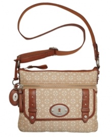 Add some boho-chic to your everyday look with this detailed design by Fossil. Contrast leather trim and iconic silvertone hardware perfect this vintage-inpired style. Add some boho-chic to your everyday look with this detailed design by Fossil. Contrast leather trim and iconic silvertone hardware perfect this vintage-inpired style.