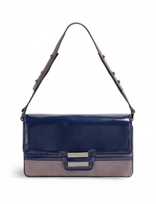 THE LOOKRectangular silhouetteAdjustable contrast leather shoulder strapBright snakeskin-print leather side & bottom panelsMagnetic flap closure with tab detailFront logo hardwareOne outside open pocketOne inside zip pocketsTwo inside open pocketsInside logo detailTHE MEASUREMENTShoulder strap, 8 drop11W X 6H X 2 ½DTHE MATERIALPatent leather and leatherFully linedORIGINImported THE LOOKRectangular silhouetteAdjustable contrast leather shoulder strapBright snakeskin-print leather side & bottom panelsMagnetic flap closure with tab detailFront logo hardwareOne outside open pocketOne inside zip pocketsTwo inside open pocketsInside logo detailTHE MEASUREMENTShoulder strap, 8 drop11W X 6H X 2 ½DTHE MATERIALPatent leather and leatherFully linedORIGINImported