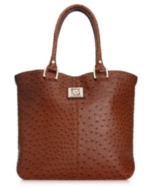 Accentuate your allure for the exotic with this Anne Klein silhouette in faux ostrich-embossed leather. Gleaming custom hardware complements the classic carryall design that features an ultra-spacious interior with plenty of pockets for all the essentials. Accentuate your allure for the exotic with this Anne Klein silhouette in faux ostrich-embossed leather. Gleaming custom hardware complements the classic carryall design that features an ultra-spacious interior with plenty of pockets for all the essentials.