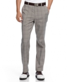 Look great on or off the golf course with these plaid golf pants by Greg Norman for Tasso Elba.