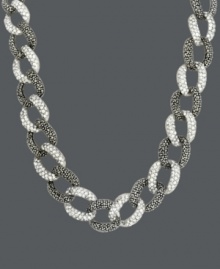 In the links of luxury. Genevieve & Grace's unique necklace design combines a sparkling mix of marcasite and crystal into an interlocking link chain. Set in sterling silver. Approximate length: 17 inches. In the links of luxury. Genevieve & Grace's unique necklace design combines a sparkling mix of marcasite and crystal into an interlocking link chain. Set in sterling silver. Approximate length: 17 inches.