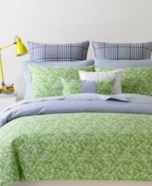 Country chic. Featuring an allover green floral design, this Tommy Hilfiger Hydrangea Petals comforter set evokes a traditional feel with a countryside twist. Comforter reverses to a blue and white mini-gingham pattern. Country chic. Featuring an allover green floral design, this Tommy Hilfiger Hydrangea Petals comforter set evokes a traditional feel with a countryside twist. Comforter reverses to a blue and white mini-gingham pattern.