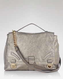 In an on-trend distressed gold metallic, Be&D's lambskin leather messenger is a one-stop wardrobe update. Make like a style-setter and wear the bag with this season's must-have jewel-toned denim and slouchy knits. In an on-trend distressed gold metallic, Be&D's lambskin leather messenger is a one-stop wardrobe update. Make like a style-setter and wear the bag with this season's must-have jewel-toned denim and slouchy knits.