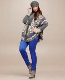 Be cozy and cute in Belle Du Jour's printed plus size cardigan-- spice up your lineup this season!