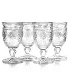Past meets present. Raised medallions and fluted accents in heavy crystal make Modern Vintage iced beverage glasses a standout addition to any table. From the Godinger drinkware collection. Past meets present. Raised medallions and fluted accents in heavy crystal make Modern Vintage iced beverage glasses a standout addition to any table. From the Godinger drinkware collection.