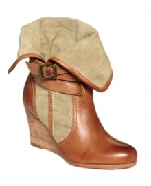 Take on any adventure in these striking, voluminous fold-down booties from Frye. Melding irresistible contrasting tones with a powerful stacked wedge, these booties are prepped to conquer anything.