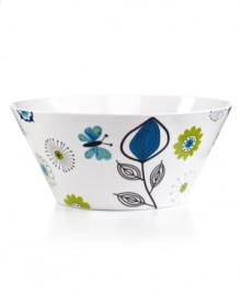 A fresh, floral design with a bright, retro color palette, this Carina melamine serving bowl offers a fun and whimsical accent to any casual occasion. A fresh, floral design with a bright, retro color palette, this Carina melamine serving bowl offers a fun and whimsical accent to any casual occasion.