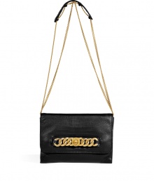 With a hint of ladylike sophistication, this ultra-chic day-to-night purse from Marc by Marc Jacobs will give your look an instant upgrade - Front flap with gold-toned logo bracelet chain detail, hidden magnetic snaps under flap, chain-link shoulder strap with leather padding - Wear with an elevated jeans-and-tee ensemble or with a casual cocktail look With a hint of ladylike sophistication, this ultra-chic day-to-night purse from Marc by Marc Jacobs will give your look an instant upgrade - Front flap with gold-toned logo bracelet chain detail, hidden magnetic snaps under flap, chain-link shoulder strap with leather padding - Wear with an elevated jeans-and-tee ensemble or with a casual cocktail look