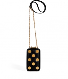 Flaunt your favorite accessory in Marc by Marc Jacobs ultra-hip leather phone box purse, perfect for fun nights out on the town - Structured leather-covered frame, leather front and back with metal dot detailing, logo-engraved push-lock top closure, chain-link strap with leather padding, leather lining with front and back pockets, protective feet - Carry to cocktails with festive party dresses Flaunt your favorite accessory in Marc by Marc Jacobs ultra-hip leather phone box purse, perfect for fun nights out on the town - Structured leather-covered frame, leather front and back with metal dot detailing, logo-engraved push-lock top closure, chain-link strap with leather padding, leather lining with front and back pockets, protective feet - Carry to cocktails with festive party dresses