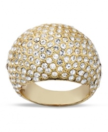 Go for the gold! Gold tone mixed metal adds a luxe touch to this dome-shaped cocktail ring from Charter Club. Embellished with glittering glass accents, it will stand out as a dazzling decorative detail for your wardrobe. Sizes 7 & 8. Go for the gold! Gold tone mixed metal adds a luxe touch to this dome-shaped cocktail ring from Charter Club. Embellished with glittering glass accents, it will stand out as a dazzling decorative detail for your wardrobe. Sizes 7 & 8.
