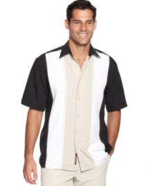 Block out some time for fun so you can show off this stylish shirt from Cubavera.