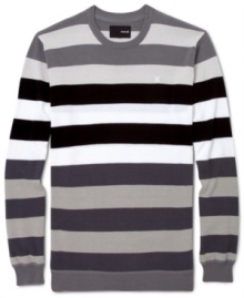 Contrasting thick stripes give this cozy Hurley sweater a pop of personality.