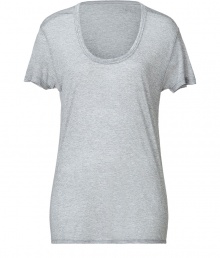 Lovely heather grey oversized t-shirt - Be comfortable and stylish in this luxe t-shirt -Cozy yet chic oversized fit - Perfect for lounging around or paired with figure-hugging leggings - Made by high-end intimate apparel brand Kiki de Montparnasse