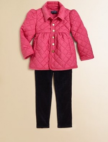 An essential cool-weather jacket rendered in sleek diamond-quilted microfiber with corduroy trim.Straight point collarLong sleevesFull-snap frontSlant welt pocketsCorduroy trimmed placket, cuffs and hemFully linedPolyesterMachine washImported Please note: Number of snaps may vary depending on size ordered. An essential cool-weather jacket rendered in sleek diamond-quilted microfiber with corduroy trim.Straight point collarLong sleevesFull-snap frontSlant welt pocketsCorduroy trimmed placket, cuffs and hemFully linedPolyesterMachine washImported Please note: Number of snaps may vary depending on size ordered.