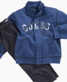 He'll be prepped for playtime in this adorable sweatshirt and pant set from GUESS?. He'll be prepped for playtime in this adorable sweatshirt and pant set from GUESS?.