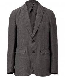 Elegant jacket in fine, pure grey linen - Soft yet durable fabric drapes beautifully - Stylish, quintessentially Etro paisley pattern - Slim, straight silhouette - Single-breasted style with two-button closure - Medium-width lapels, flap pockets and single chest pocket - A chic, subtly slick twist on a venerable staple - Wear day or evening and pair with chinos, slim jeans or linen trousers