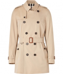 With heritage detailing reflecting the original Burberry trench coat, this mid-length cotton gabardine version from Burberry London counts as an iconic, multi-season investment - Classic collar with belted latch and hook closure, set-in long sleeves with belted cuffs, epaulettes, gun flap, double-breasted button-down front, belted waist, rain shield - Fitted silhouette - Pair with slim trousers or jeans and a cashmere pullover With heritage detailing reflecting the original Burberry trench coat, this mid-length cotton gabardine version from Burberry London counts as an iconic, multi-season investment - Classic collar with belted latch and hook closure, set-in long sleeves with belted cuffs, epaulettes, gun flap, double-breasted button-down front, belted waist, rain shield - Fitted silhouette - Pair with slim trousers or jeans and a cashmere pullover