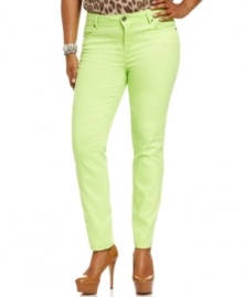 Score a must-have look with Hot Kiss' plus size skinny jeans, finished by a neon green wash-- they're so on-trend!