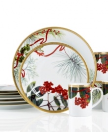 A new holiday classic, the Holly Berry dinnerware set features filigree-patterned gold and beautiful Christmas botanicals in elegant white porcelain. Complements Charter Club's Grand Buffet Classic Gold and Red Rim dinnerware. A new holiday classic, the Holly Berry dinnerware set features filigree-patterned gold and beautiful Christmas botanicals in elegant white porcelain. Complements Charter Club's Grand Buffet Classic Gold and Red Rim dinnerware.