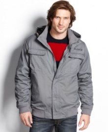 Reach the summit of your personal style with this zip front hooded jacket from Hurley.