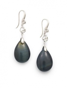 THE LOOKTiger's eye accentRhodium-plated sterling silver settingHook backTHE MEASUREMENTDrop, about 1.5ORIGINImported THE LOOKTiger's eye accentRhodium-plated sterling silver settingHook backTHE MEASUREMENTDrop, about 1.5ORIGINImported