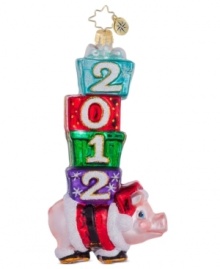 What a ham. Wearing a Santa suit and shoes, this jolly pig ornament mixes country charm and holiday whimsy in mouth-blown, hand-painted glass. From Christopher Radko. What a ham. Wearing a Santa suit and shoes, this jolly pig ornament mixes country charm and holiday whimsy in mouth-blown, hand-painted glass. From Christopher Radko.