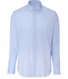 Stylish button down shirt in ultra-fine, pale blue cotton - Discreetly chic plaid pattern - Modern, slimmer cut - Small collar and button cuffs - Elegant crease detail at sleeves - A polished classic ideal for both work and play - Pair with jeans, chinos or a suit Stylish button down shirt in ultra-fine, pale blue cotton - Discreetly chic plaid pattern - Modern, slimmer cut - Small collar and button cuffs - Elegant crease detail at sleeves - A polished classic ideal for both work and play - Pair with jeans, chinos or a suit