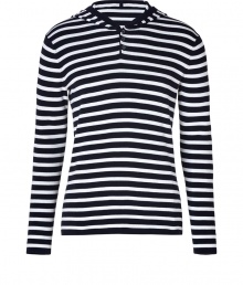 With a nautical mix of navy and white, Vinces striped cotton hoodie is a timeless choice perfect for city and seaside looks alike - Hooded with henley-style button plaque, long sleeves - Slim fit - Wear with chinos and loafers, or with shorts and flip-flops With a nautical mix of navy and white, Vinces striped cotton hoodie is a timeless choice perfect for city and seaside looks alike - Hooded with henley-style button plaque, long sleeves - Slim fit - Wear with chinos and loafers, or with shorts and flip-flops