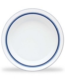 Named for a trendy Copenhagen neighborhood but designed with timeless style, the Christianshavn Blue rim soup bowl features a double band of navy in pristine white porcelain. From Dansk. Named for a trendy Copenhagen neighborhood but designed with timeless style, the Christianshavn Blue rim soup bowl features a double band of navy in pristine white porcelain. From Dansk.