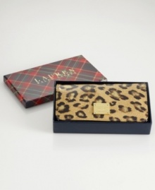 On the prowl for the purr-fect gift? This posh leopard-print wallet from Lauren Ralph Lauren is a purse pleaser. Luxe patent leather is elegantly adorned with signature hardware, while the organized interior stows currency with care. Presented in a signature gift box. On the prowl for the purr-fect gift? This posh leopard-print wallet from Lauren Ralph Lauren is a purse pleaser. Luxe patent leather is elegantly adorned with signature hardware, while the organized interior stows currency with care. Presented in a signature gift box.