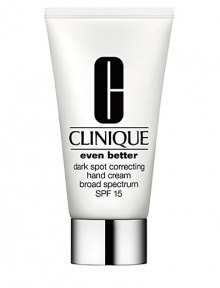 The damage eraser for hands. Helps reverse the appearance of dark spots, age spots, discolorations to create a more even skin tone. Gentle UVA/UVB sunscreen and calming botanicals help prevent future darkening. Moisturizes all day. 2.5 oz. The damage eraser for hands. Helps reverse the appearance of dark spots, age spots, discolorations to create a more even skin tone. Gentle UVA/UVB sunscreen and calming botanicals help prevent future darkening. Moisturizes all day. 2.5 oz.