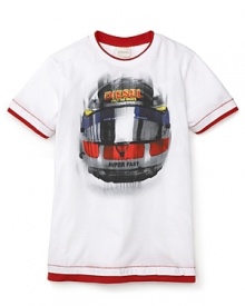 Diesel's printed Tosly tee is updated with contrast inset trim for a cool layered look. Diesel's printed Tosly tee is updated with contrast inset trim for a cool layered look.