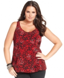 Flaunt your wild side in DKNY's sleeveless plus size top, featuring a leopard-print.