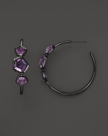 Ippolita Wicked Black Rhodium Sterling Silver Hoop Amethyst Earrings with Diamonds