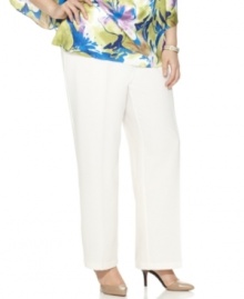 Indulge in the stylish comfort of J Jones New York's straight leg plus size pants, featuring an elastic waist.