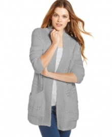 With its plush, open-knit design, It's Our Time's oversized cardigan is the perfect style to warm-up to. With its plush, open-knit design, It's Our Time's oversized cardigan is the perfect style to warm-up to.