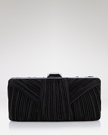 Rich pleats of satin add tempting texture to this sleek hand-held from Sondra Roberts. Rich pleats of satin add tempting texture to this sleek hand-held from Sondra Roberts.
