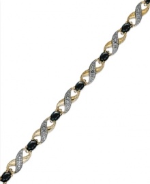 The perfect blend of sparkle and shine. Victoria Townsend's pretty bracelet combines oval-cut sapphires (5-3/8 ct. t.w.) and diamond accents in 18k gold over sterling silver. Approximate length: 7-1/2 inches. The perfect blend of sparkle and shine. Victoria Townsend's pretty bracelet combines oval-cut sapphires (5-3/8 ct. t.w.) and diamond accents in 18k gold over sterling silver. Approximate length: 7-1/2 inches.