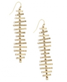 A fashion realignment. RACHEL Rachel Roy's spine-inspired style features a gold-plated mixed metal setting that sparkles with the addition of round-cut crystals. Approximate drop: 3 inches. A fashion realignment. RACHEL Rachel Roy's spine-inspired style features a gold-plated mixed metal setting that sparkles with the addition of round-cut crystals. Approximate drop: 3 inches.