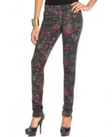 An edged-up floral-print and black wash ups the fashion factor on these Joe's Jeans skinny jeans -- a fall must-have!