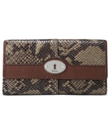 Get organized in the most exotic way with this posh, python-embossed leather clutch from Fossil. Ideally sized to slip inside a handbag, it boasts plenty of pockets and compartments for all the essentials. Get organized in the most exotic way with this posh, python-embossed leather clutch from Fossil. Ideally sized to slip inside a handbag, it boasts plenty of pockets and compartments for all the essentials.