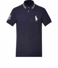 Stylish polo shirt in fine, pure navy pique cotton - A modern riff on a venerable classic from Ralph Lauren - Slim, straight cut - Small, striped collar and short button placket - Oversize polo pony logo at chest and decorative embroidered sleeve - Hem hangs slightly longer in the back - Casually cool, ideal for everyday leisure - Pair with jeans, chinos or shorts Stylish polo shirt in fine, pure navy pique cotton - A modern riff on a venerable classic from Ralph Lauren - Slim, straight cut - Small, striped collar and short button placket - Oversize polo pony logo at chest and decorative embroidered sleeve - Hem hangs slightly longer in the back - Casually cool, ideal for everyday leisure - Pair with jeans, chinos or shorts