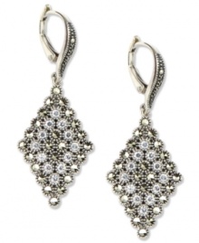 Run the diamond. These Judith Jack earrings shine with a purpose with glittering marcasite stones (3/8 ct. t.w.) and cubic zirconia accents. Set in sterling silver. Approximate drop 3/8 inch.