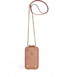 Flaunt your favorite accessory in Marc by Marc Jacobs ultra-hip leather phone box purse, perfect for fun nights out on the town - Structured leather-covered frame, tonal leather front and back with metal dot detailing, logo-engraved push-lock top closure, chain-link strap with leather padding, leather lining with front and back pockets, protective feet - Carry to cocktails with festive party dresses Flaunt your favorite accessory in Marc by Marc Jacobs ultra-hip leather phone box purse, perfect for fun nights out on the town - Structured leather-covered frame, tonal leather front and back with metal dot detailing, logo-engraved push-lock top closure, chain-link strap with leather padding, leather lining with front and back pockets, protective feet - Carry to cocktails with festive party dresses
