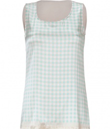 Work a graphic edge into your romantic warm weather separates with Steffen Schrauts pastel silk tank top - Scoop neckline, thick straps, solid powder back - Loosely fitted - Wear with bright white skinnies and chunky gold jewelry Work a graphic edge into your romantic warm weather separates with Steffen Schrauts pastel silk tank top - Scoop neckline, thick straps, solid powder back - Loosely fitted - Wear with bright white skinnies and chunky gold jewelry