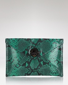 Take kate spade new york out for the night with this snake-embossed leather clutch. Its slim profile is unfailingly understated, while its exotic look makes for a little black dress upping statement. Take kate spade new york out for the night with this snake-embossed leather clutch. Its slim profile is unfailingly understated, while its exotic look makes for a little black dress upping statement.