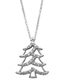 Get into the holiday spirit! This sparkling, cut-out Christmas tree shines with the addition of round-cut diamonds (1/10 ct.t.w.) set in sterling silver. Approximate length: 18 inches. Approximate drop: 7/8 inch.