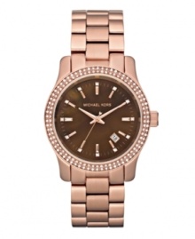 Look on the bright side with this trendy watch by Michael Kors. Look on the bright side with this trendy watch by Michael Kors.
