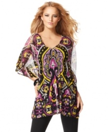 Pair INC's printed tunic with beaded earrings and a bunch of bangles for a bohemian-glam look!